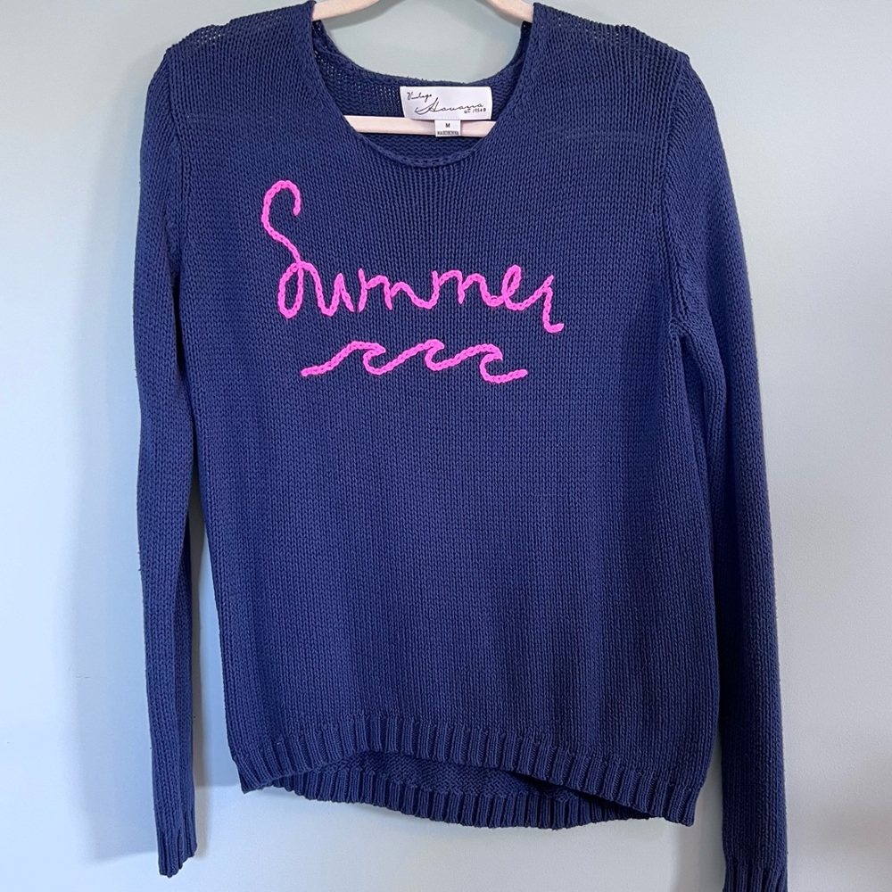Dark blue “Summer” stitched sweater